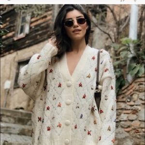 Zara Limited Edition Embroidered Floral Knit